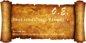 Okolicsányi Elemér névjegykártya